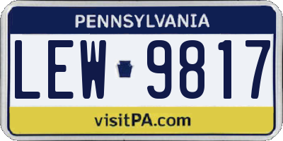 PA license plate LEW9817