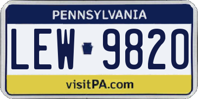 PA license plate LEW9820