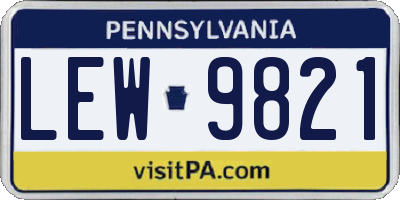 PA license plate LEW9821