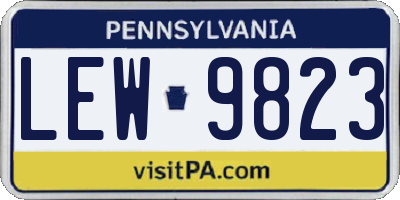 PA license plate LEW9823