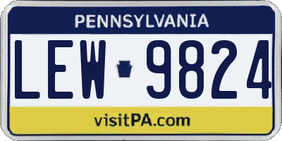 PA license plate LEW9824