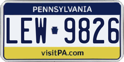 PA license plate LEW9826
