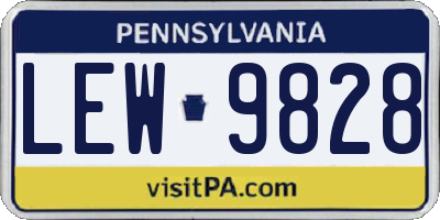 PA license plate LEW9828