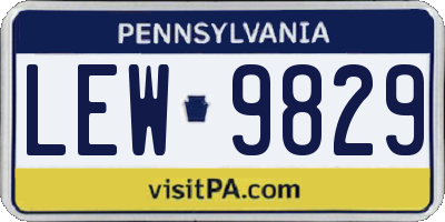 PA license plate LEW9829