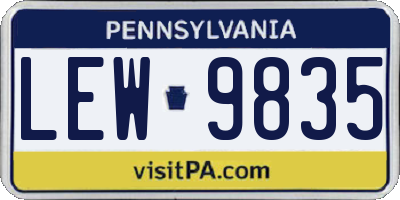 PA license plate LEW9835