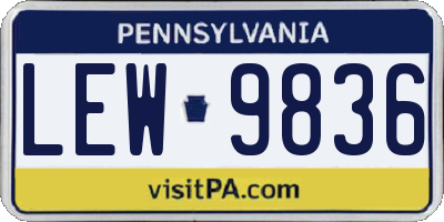 PA license plate LEW9836