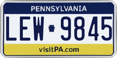 PA license plate LEW9845
