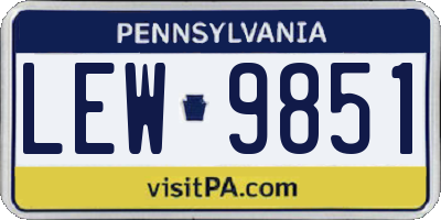 PA license plate LEW9851