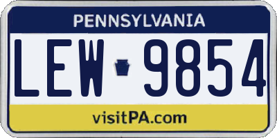 PA license plate LEW9854