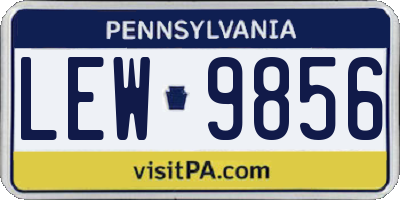 PA license plate LEW9856