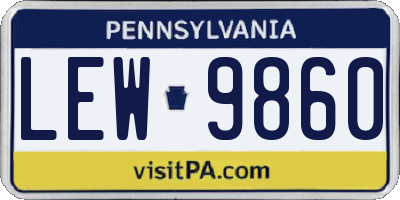 PA license plate LEW9860