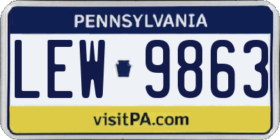 PA license plate LEW9863