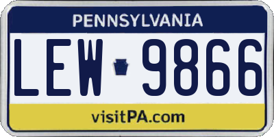 PA license plate LEW9866