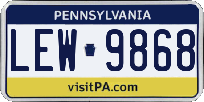 PA license plate LEW9868
