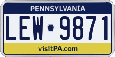 PA license plate LEW9871