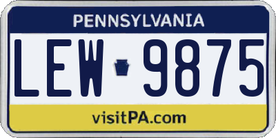 PA license plate LEW9875