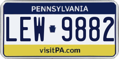 PA license plate LEW9882