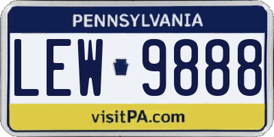 PA license plate LEW9888
