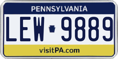 PA license plate LEW9889