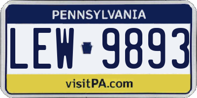 PA license plate LEW9893