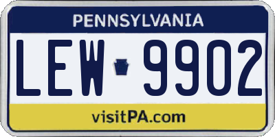 PA license plate LEW9902