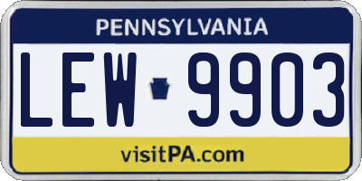 PA license plate LEW9903