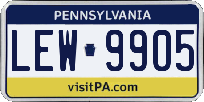 PA license plate LEW9905