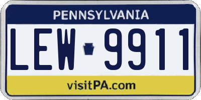 PA license plate LEW9911