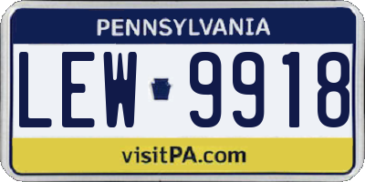 PA license plate LEW9918