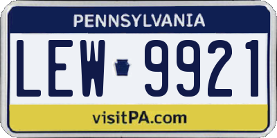 PA license plate LEW9921