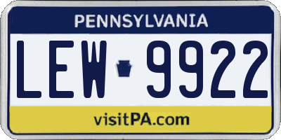 PA license plate LEW9922