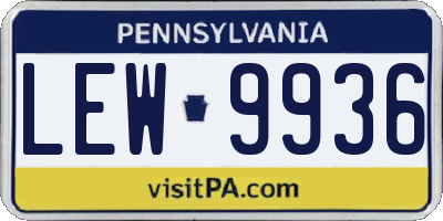 PA license plate LEW9936