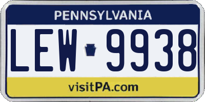 PA license plate LEW9938