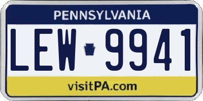 PA license plate LEW9941