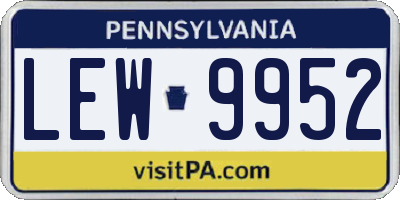 PA license plate LEW9952