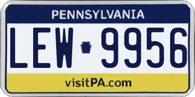 PA license plate LEW9956