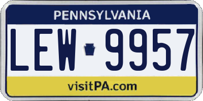 PA license plate LEW9957