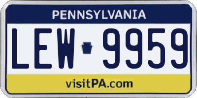 PA license plate LEW9959