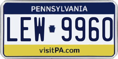 PA license plate LEW9960