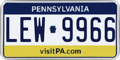 PA license plate LEW9966