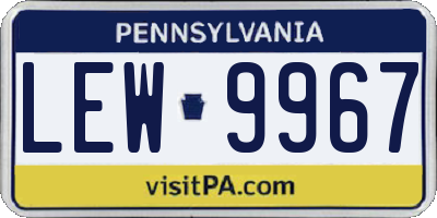 PA license plate LEW9967