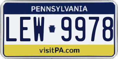 PA license plate LEW9978