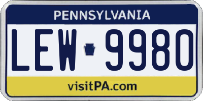PA license plate LEW9980