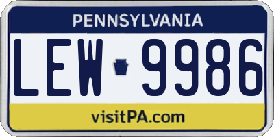PA license plate LEW9986