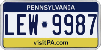PA license plate LEW9987