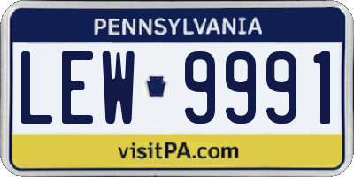 PA license plate LEW9991