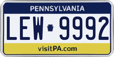 PA license plate LEW9992