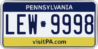 PA license plate LEW9998
