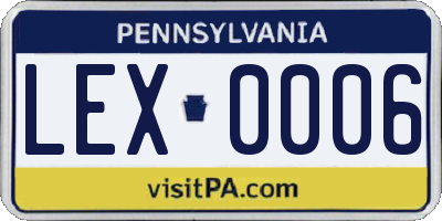 PA license plate LEX0006