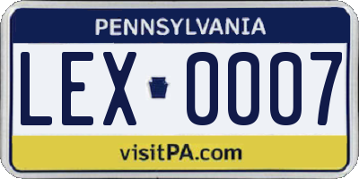 PA license plate LEX0007